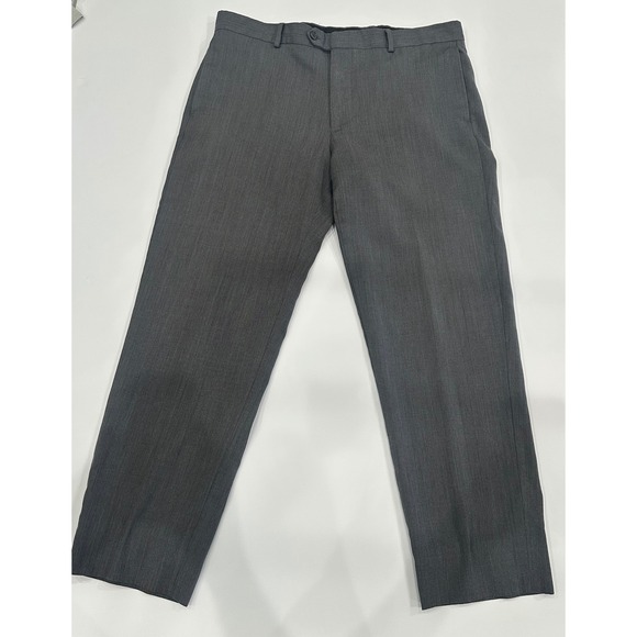 Egara Other - Egara Mens 100% Wool Dress Pants Charcoal Gray Flat Front Trousers Size 36x29